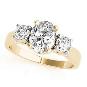 Varya Lab-Created Diamond Yellow Gold 4 Prong Set Trilogy Engagement Ring