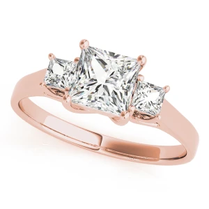 Wila Lab-Created Diamond Rose Gold 4 Prong Set Trilogy Engagement Ring