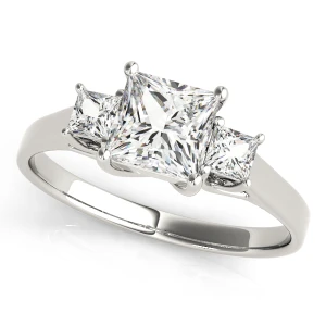 Wila Lab-Created Diamond Silver 4 Prong Set Trilogy Engagement Ring