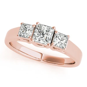 Yuliya Natural Diamond Rose Gold 4 Prong Set Trilogy Engagement Ring