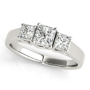 Yuliya Natural Diamond Silver 4 Prong Set Trilogy Engagement Ring