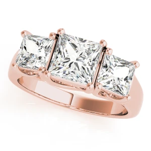 Wanda Lab-Created Diamond Rose Gold 4 Prong Set Trilogy Engagement Ring