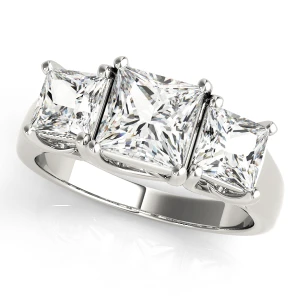 Wanda Lab-Created Diamond Silver 4 Prong Set Trilogy Engagement Ring