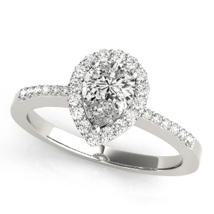 Keily Natural White Gold Halo Diamond Ring