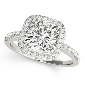 Jasmin Natural White Gold Halo Diamond Ring