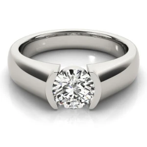 Mollie Natural Silver Half Bezel Solitaire Diamond Ring