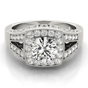 Serlin Lab-Created Diamond Round cut 4 Prong  Halo Engagement Ring