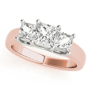 Vaani Lab-Created Diamond Rose Gold 4 Prong Set Trilogy Engagement Ring
