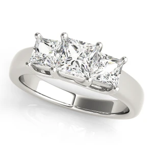 Vaani Lab-Created Diamond Silver 4 Prong Set Trilogy Engagement Ring
