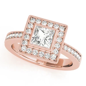 Lesly Natural Rose Gold Halo Diamond Ring