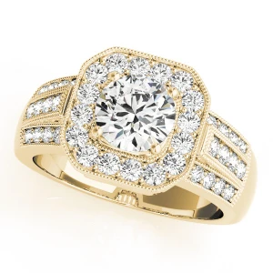 Kamaya Natural Yellow Gold Halo Diamond Ring