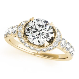Kami Natural Yellow Gold Halo Diamond Ring