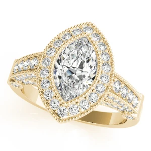 Jolie Natural Yellow Gold Halo Diamond Ring