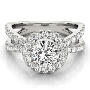 Melbah Lab-Created Diamond Round cut 4 Prong  Halo Engagement Ring