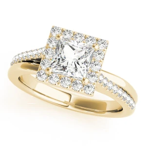 Lucie Natural Yellow Gold Halo Diamond Ring