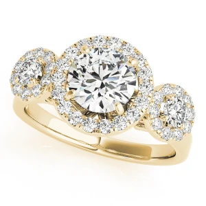 Josselyn Natural Yellow Gold Halo Diamond Ring