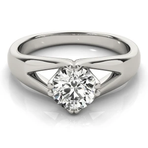 Moriah Lab-Created Silver Double Prong Classic Solitaire Engagement Diamond Ring