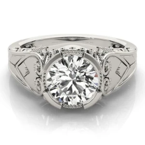 Maple Lab-Created Round cut Half Bezel  Solitaire Diamond Ring
