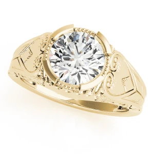 Maple Lab-Created Yellow Gold Half Bezel Solitaire Diamond Ring