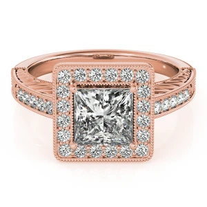 Miriyam Lab-Created Diamond Rose Gold 4 Prong Halo Engagement Ring