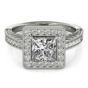 Miriyam Lab-Created Diamond Cushion cut 4 Prong  Halo Engagement Ring