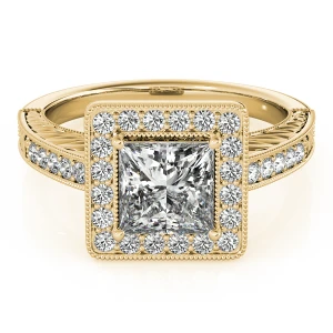 Miriyam Lab-Created Diamond Yellow Gold 4 Prong Halo Engagement Ring