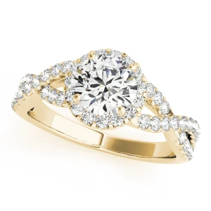 Laine Natural Yellow Gold Halo Diamond Ring
