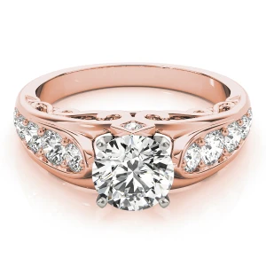 Alcya Lab-Created Diamond Rose Gold 4 Prong Side Stone Engagement Ring