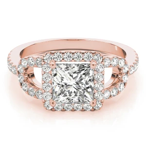 Jenila Lab Grown Diamond Rose Gold 4 Prong Halo Engagement Ring