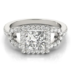 Jenila Lab-Created Diamond White Gold 4 Prong Halo Engagement Ring
