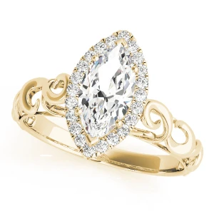 Lilyana Natural Yellow Gold Halo Diamond Ring