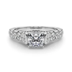 Deltina Lab-Created Diamond 4 Prong Side Stone Engagement Ring