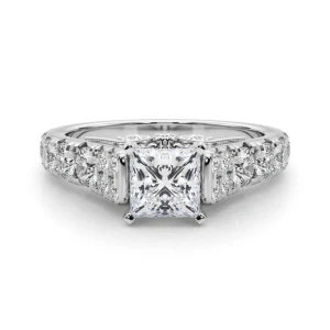 Deltina Lab-Created Diamond 4 Prong Side Stone Engagement Ring
