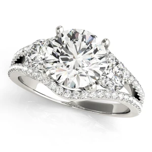 Wania Lab-Created Diamond Silver 4 Prong Set Trilogy Engagement Ring