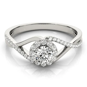 Jesly Lab-Created Diamond Round cut 4 Prong  Halo Engagement Ring