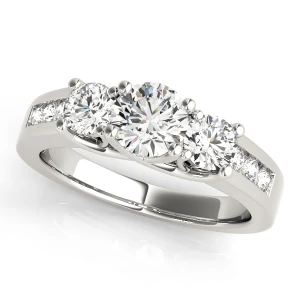 Ysabela Natural Diamond Round cut 4 Prong Set  Trilogy Engagement Ring