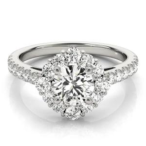 Agasthya Lab-Created Diamond Round cut 4 Prong  Halo Engagement Ring