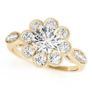 Jaina Natural Yellow Gold Halo Diamond Ring