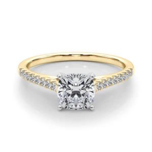 Lincya Lab-Created Diamond Yellow Gold 4 Prong Side Stone Engagement Ring