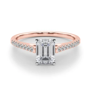 Lincya Lab Grown Diamond Rose Gold 4 Prong Side Stone Engagement Ring
