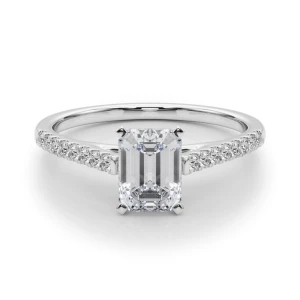 Lincya Lab-Created Diamond Platinum 4 Prong Side Stone Engagement Ring