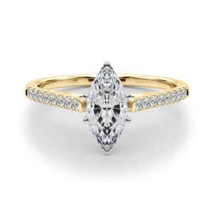 Lincya Lab Grown Diamond Yellow Gold 6 Prong Side Stone Engagement Ring