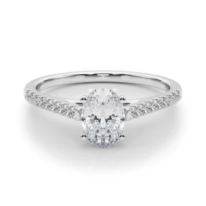 Lincya Lab-Created Diamond Silver 4 Prong Side Stone Engagement Ring