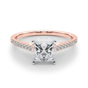 Lincya Lab Grown Diamond Rose Gold 4 Prong Side Stone Engagement Ring