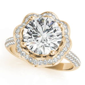 Jiya Natural Yellow Gold Halo Diamond Ring