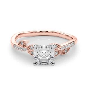 Johanna Lab-Created Diamond Rose Gold 4 Prong Side Stone Engagement Ring