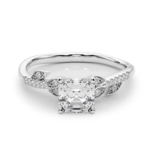 Johanna Lab Grown Diamond Silver 4 Prong Side Stone Engagement Ring