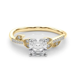Johanna Lab-Created Diamond Yellow Gold 4 Prong Side Stone Engagement Ring