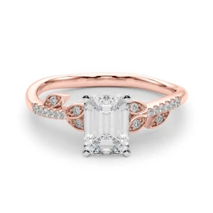 Johanna Natural Diamond Rose Gold 4 Prong Side Stone Engagement Ring