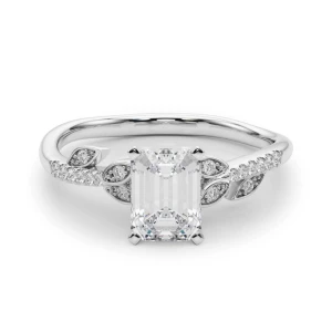 Johanna Natural Diamond Silver 4 Prong Side Stone Engagement Ring